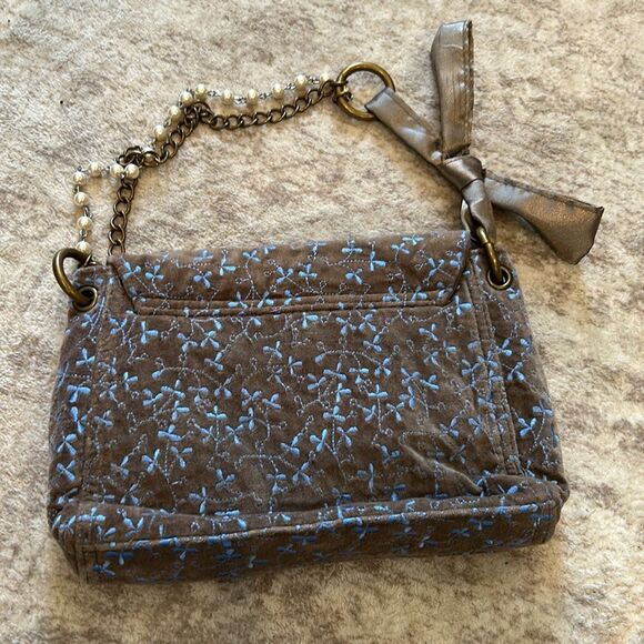 Gap velvet Embroidered Brown and Blue Women's Bag - Picture 7 of 8